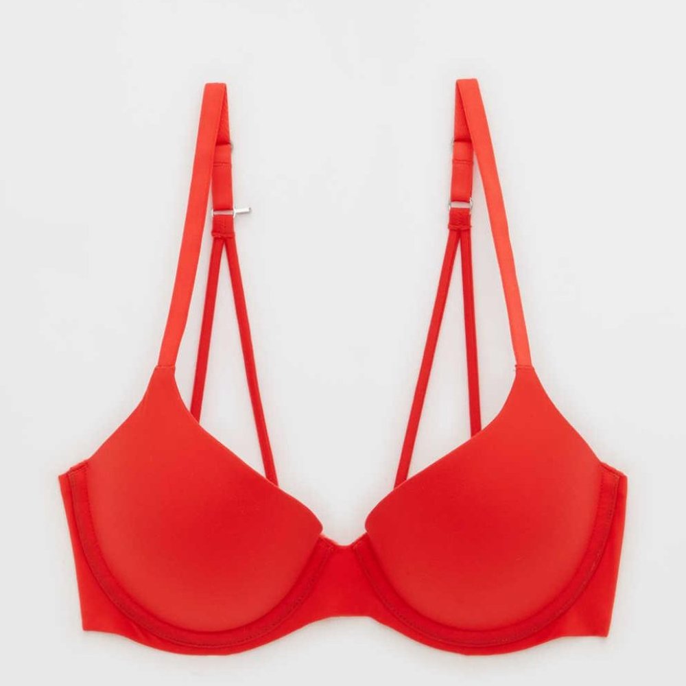 Aerie Red Real Sunnie Demi Push Up Strappy Convertible Bra Size 34D